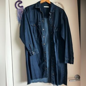 Pull&Bear Denim Longline Shirt Dress